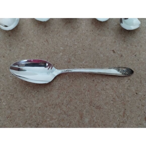 Set Of 6 Tudor Plate Oneida Community Silver-Plated Teaspoons With Ornate Handle - Picture 5 of 6